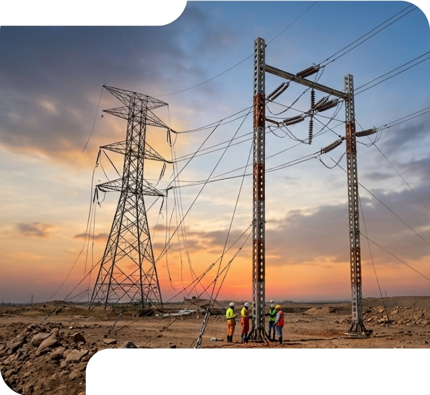 Temporary power line diversion using ERS Towers to reduce infrastructure project delays